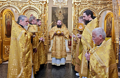 В праздник Рождества Иоанна Крестителя епископ Борисовский Амвросий отметил годовщину монашеского пострига в Никольском монастыре Гомеля